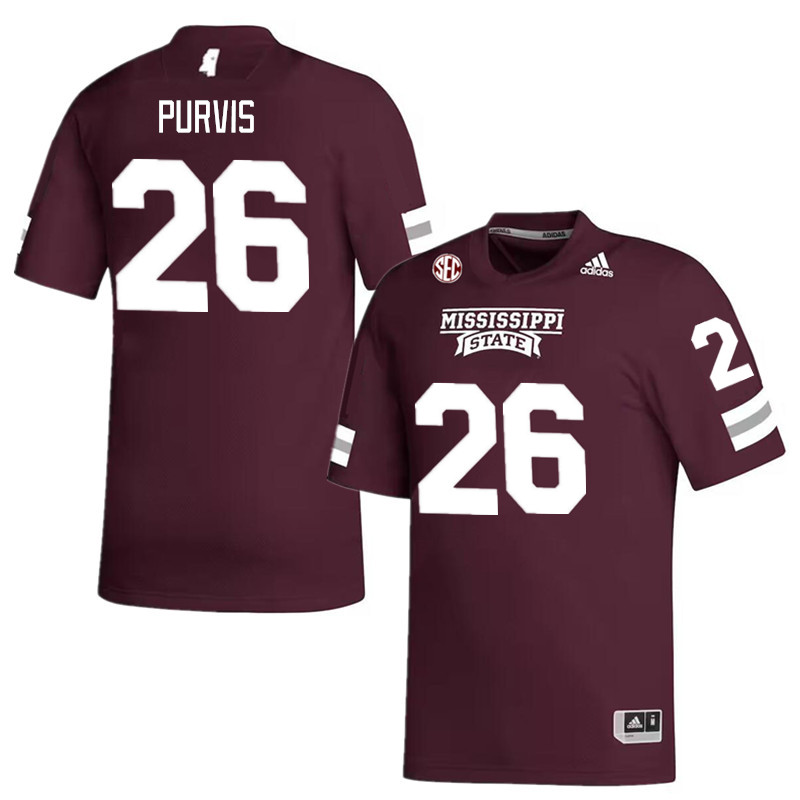 Men #26 J.P. Purvis Mississippi State Bulldogs College Football Jerseys Stitched Sale-Maroon - Click Image to Close